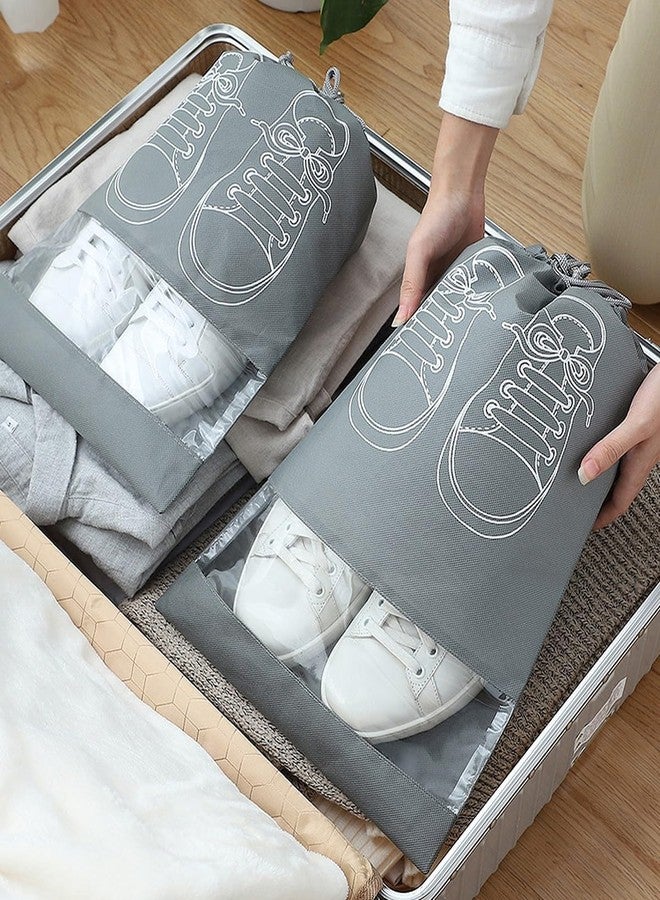 BluBasket Non-Woven Shoe Bags Pouches Travel Cover for Shoe Storage & Travelling Drawstring Bags Dust Cover, Grey (10) - Image 3